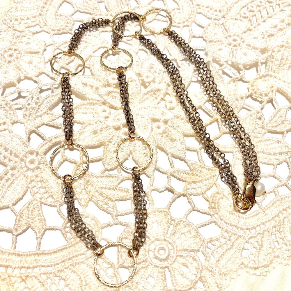 Classic Hoops and Chains Necklace 18" with Clasp